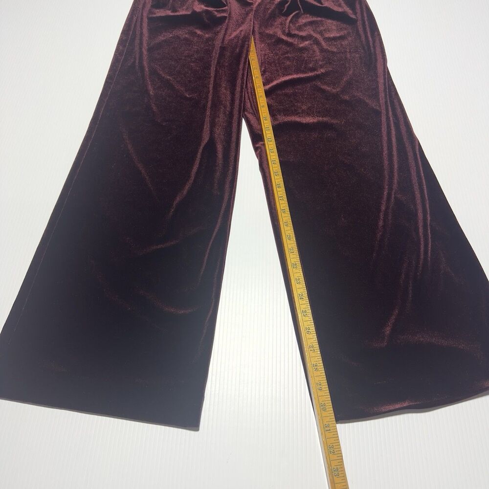 Laundry By Shelli Segal Velvet Velour Pant Suit Set M Burgundy MISSING BUTTON - Picture 14 of 15